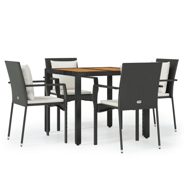 vidaXL Garden Dining Set Black PE Rattan Medium Modular