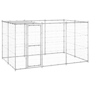vidaXL Dog Kennel Silver Galvanized steel 78.1 ft² Tough Dog Kennel