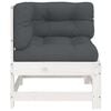 vidaXL Corner Sofa White and Anthracite Solid pine wood and oxford fabric