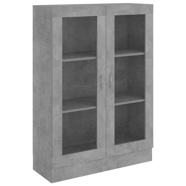 vidaXL Vitrine Cabinet Concrete gray Engineered wood, glass 45.3 in tall