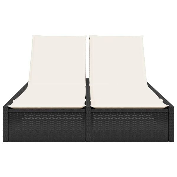 vidaXL Double Sun Lounger Black, Cream White