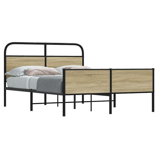 vidaXL Bed Frame Sonoma Oak Engineered Wood and Steel Double Durable
