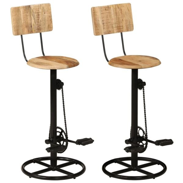 vidaXL Bar Stool Set of 2 Brown and Black Solid mango wood, iron