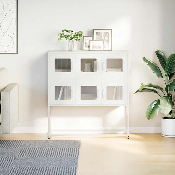 vidaXL Sideboard White Cold-rolled Steel Medium Sideboard Rectangular