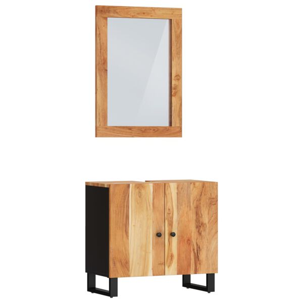 vidaXL Bathroom Furniture Set Natural Wood, Black