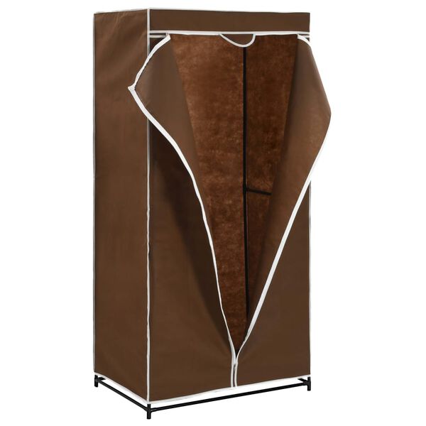 vidaXL Wardrobe Brown Iron frame with fabric cover Medium Wardrobe