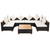 vidaXL Outdoor Sofa Set Black PE Rattan Large Modular