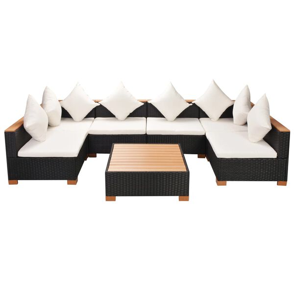vidaXL Outdoor Sofa Set Black PE Rattan Large Modular