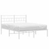 vidaXL Metal Bed Frame White Powder-Coated Steel Full Metal Bed Frame