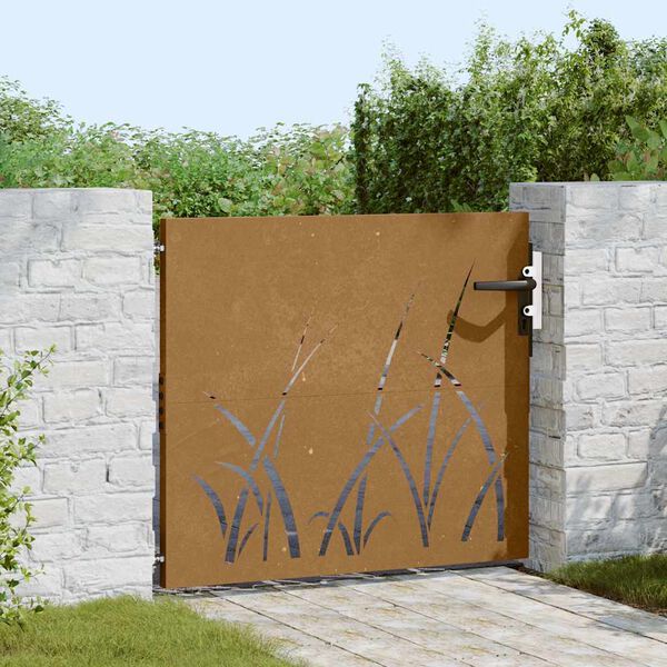 vidaXL Garden Gate 33.5"x39.4" Corten Steel Grass Design
