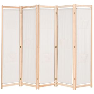 vidaXL 5-Panel Room Divider Cream 78.7x66.9x1.6" Fabric