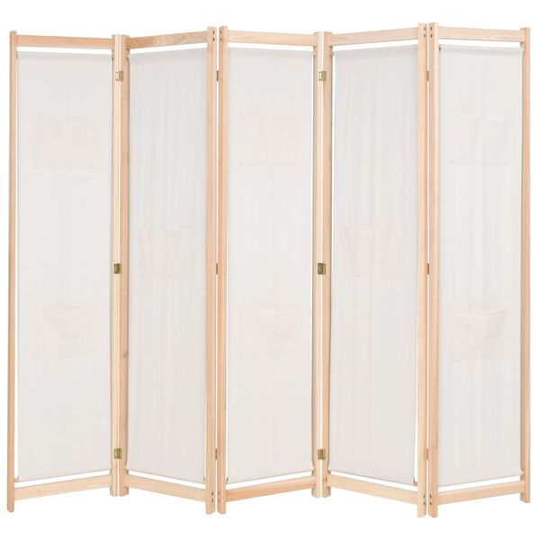 vidaXL 5-Panel Room Divider Cream 78.7x66.9x1.6" Fabric