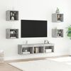 vidaXL TV Wall Unit Set of 7 Concrete Grey Engineered Wood, Glass Medium