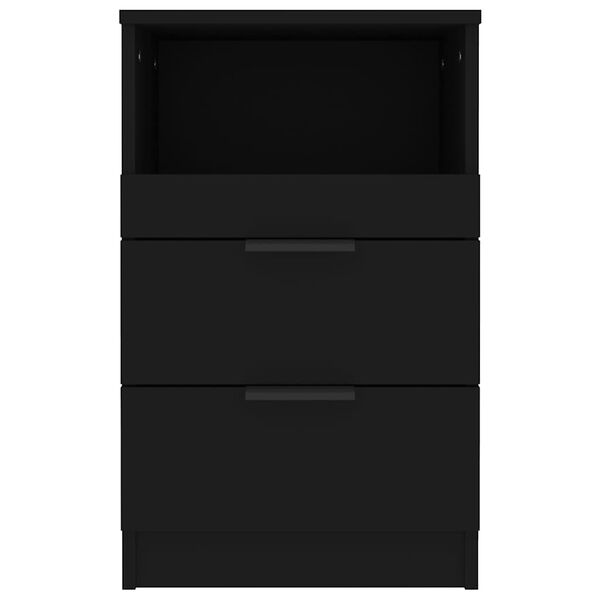vidaXL Bedside Cabinet Set of 2 Black Engineered wood Medium