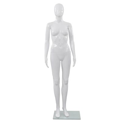 vidaXL Full Body Female Mannequin with Glass Base Glossy White 68.9"