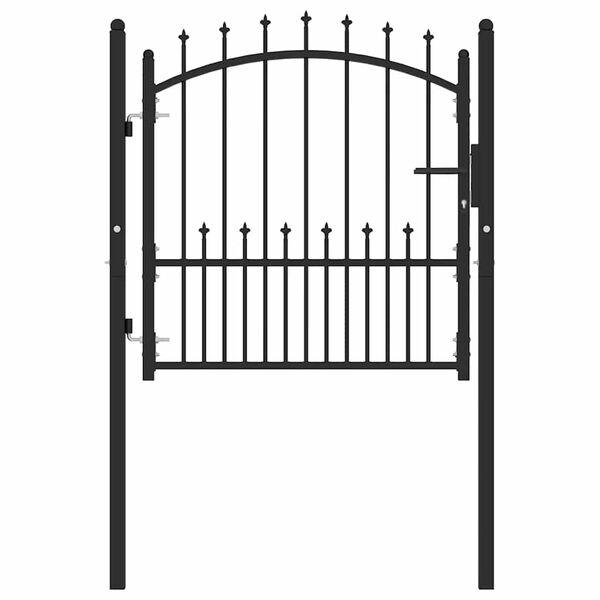 vidaXL Fence Gate with Spikes Steel 40.9x38.2" Black