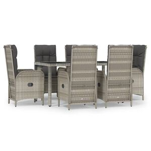 vidaXL Garden Dining Set Grey PE rattan Large Garden Dining Set