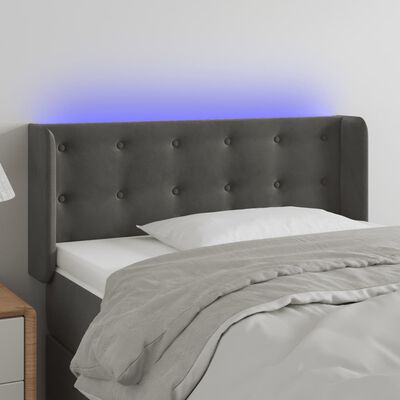 vidaXL LED Headboard Dark Gray 40.6"x6.3"x30.7"/34.6" Velvet