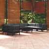 vidaXL Garden Lounge Set Black Solid pine wood, polyester fabric Compact