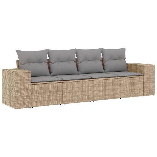 vidaXL Garden Sofa Set Beige PE rattan, Powder-Coated Steel Large
