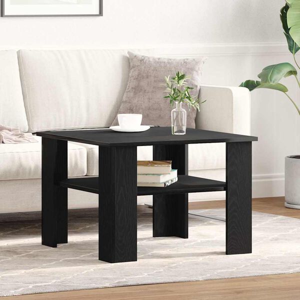 vidaXL Coffee Table Black Oak 23.62 x 23.62 x 16.54 in Engineered Wood