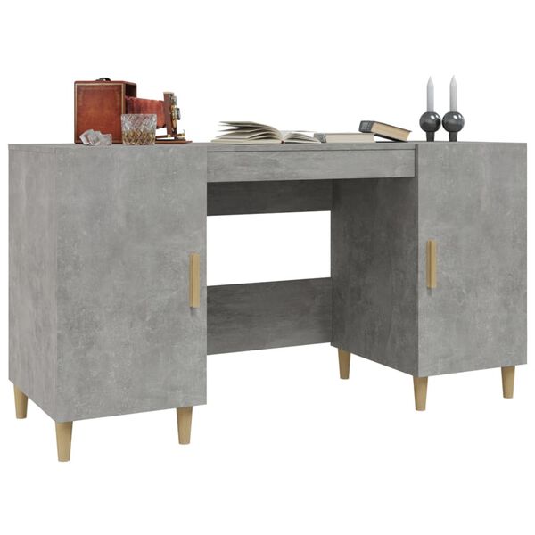 vidaXL Desk Concrete Grey Engineered Wood 55.1 in x 19.7 in x 29.5 in