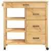 vidaXL Kitchen Trolley MONZA 33.1"x15.7"x34.8" Solid Wood Pine
