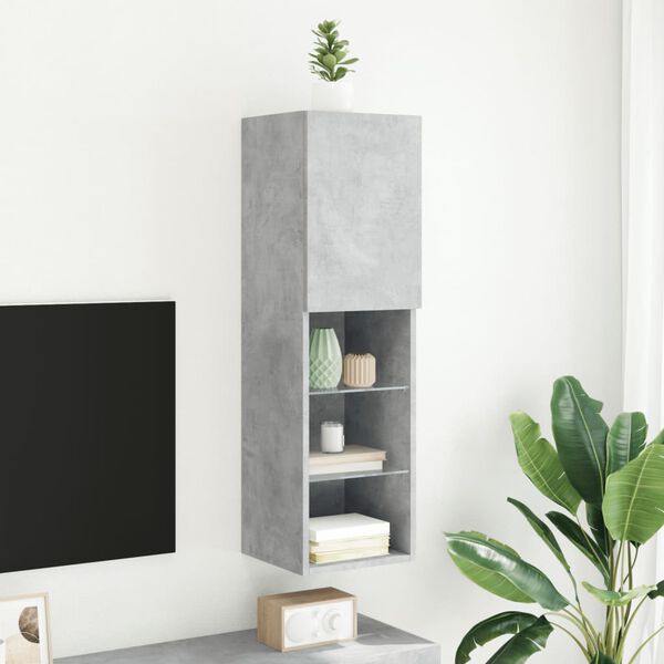 vidaXL TV Cabinet Concrete grey Engineered wood and glass TV Cabinet