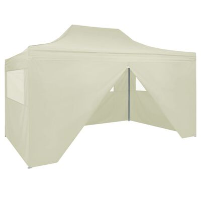 vidaXL Professional Folding Party Tent with 4 Sidewalls 9.8'x13.1' Steel Cream