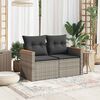 vidaXL Garden Sofa Grey Poly Rattan, Powder-coated steel, Solid Acacia wood