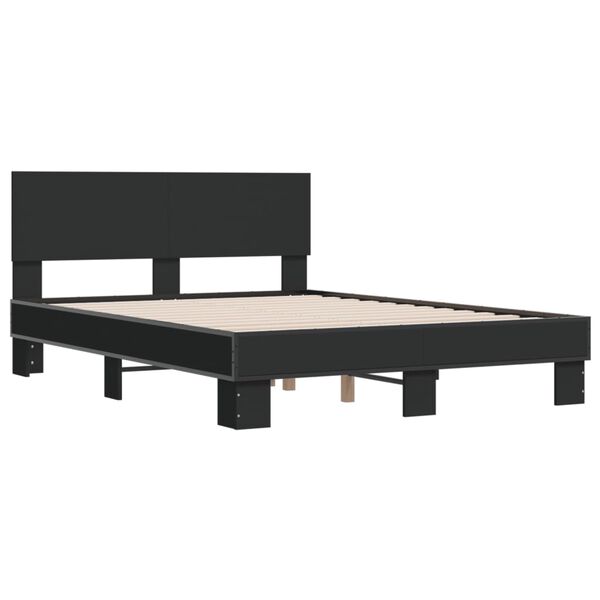 vidaXL Bed Frame Black Engineered wood, Metal Full Durable Bed Frame