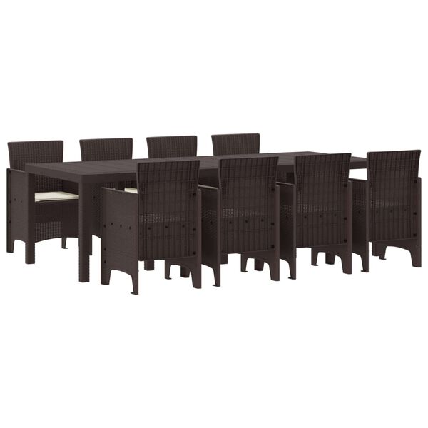 vidaXL Garden Dining Set 9 pcs Brown Polypropylene