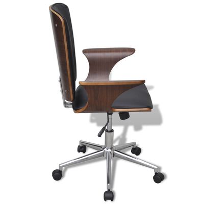 vidaXL Swivel Office Chair Bentwood with Artificial Leather Upholstery