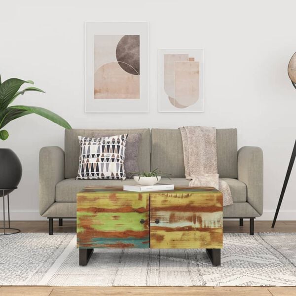 vidaXL Coffee Table Multicolor Solid reclaimed wood 31.5x19.7x15.7 in