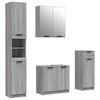 vidaXL Bathroom Furniture Set Gray Sonoma Engineered wood, glass Tall