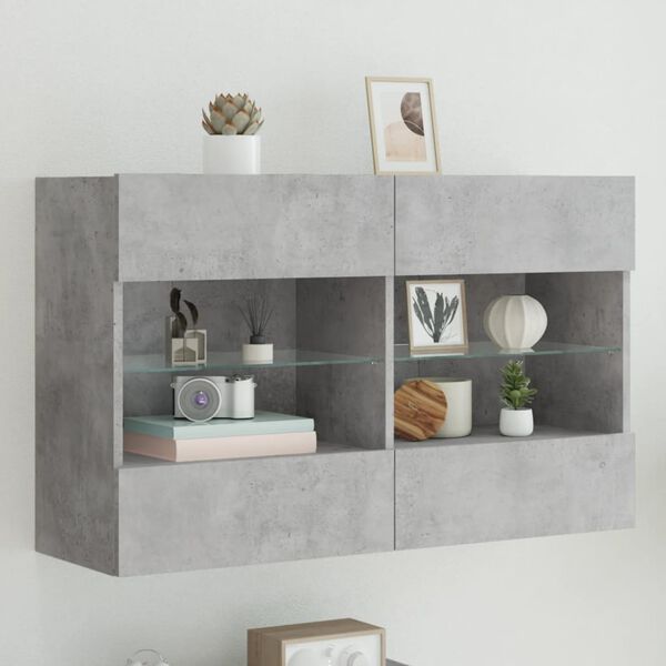 vidaXL TV Wall Cabinet Concrete grey Engineered wood, Glass Medium