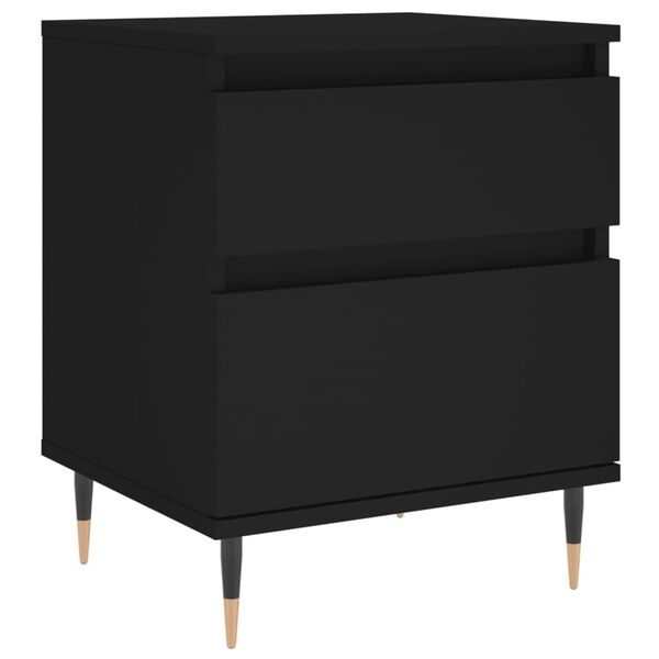 vidaXL Bedside Cabinet Black Engineered wood, Metal 15.7x13.8x19.7 in