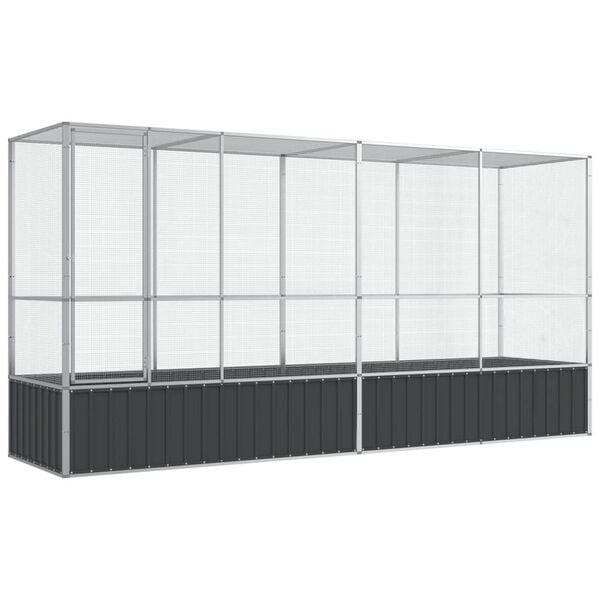 vidaXL Aviary with Extension Silver 164.8"x42.1"x83.5" Steel