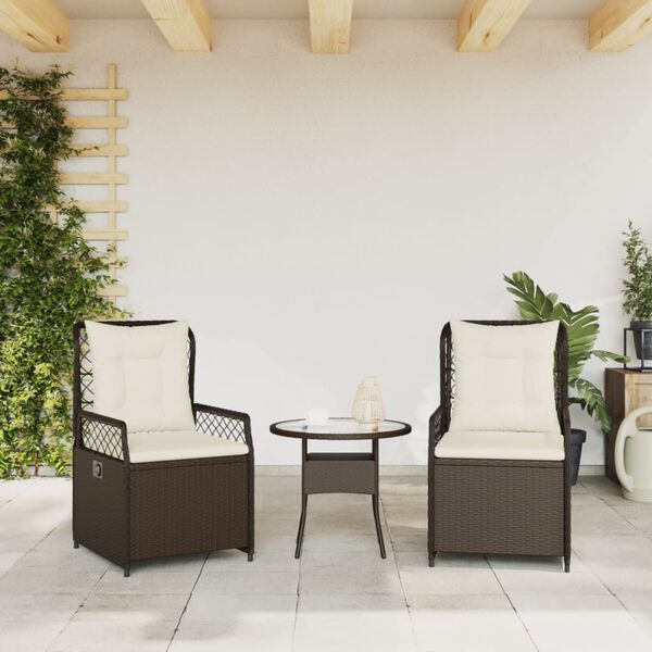 vidaXL Reclining Patio Chair Brown PE rattan Medium Adjustable Armrests