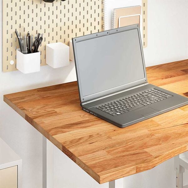 vidaXL Desk Top Light brown Solid oak wood 39.4 x 31.5 in. Durable