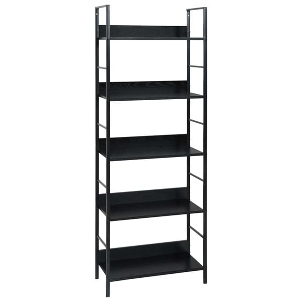 vidaXL Shelf Cabinet Black Engineered Wood 23.6x10.9x62.4 in