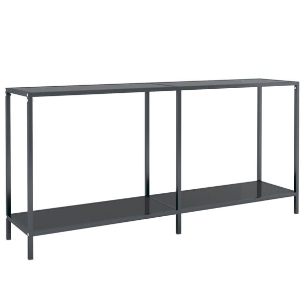 vidaXL Console Table Black Tempered Glass, Powder-Coated Steel Large