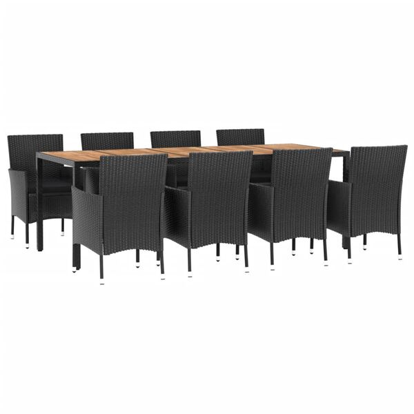 vidaXL Patio Dining Set Set of 8 Black