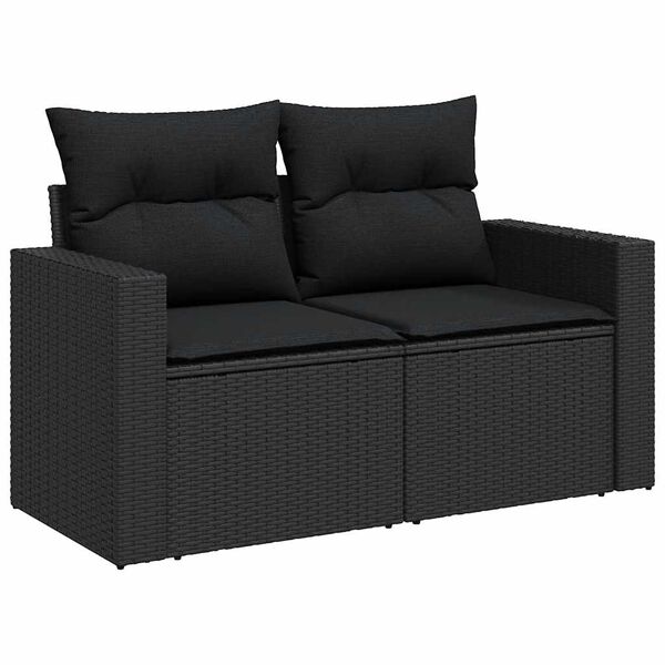 vidaXL Garden Sofa Set Black Poly Rattan 8 Piece Set Modular