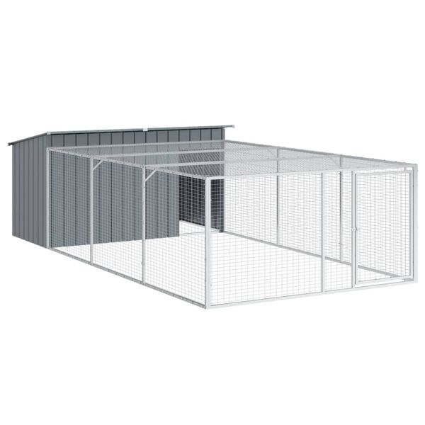 vidaXL Dog House Anthracite Galvanized Steel Large Durable Dog House