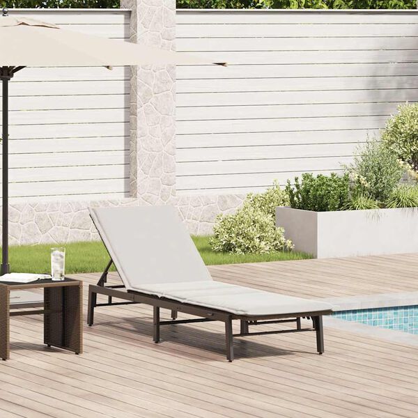 vidaXL Sun Lounger Brown PE rattan Standard Adjustable Armrests