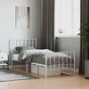 vidaXL Bed Frame White Steel Twin Bed Frame Rectangular Traditional