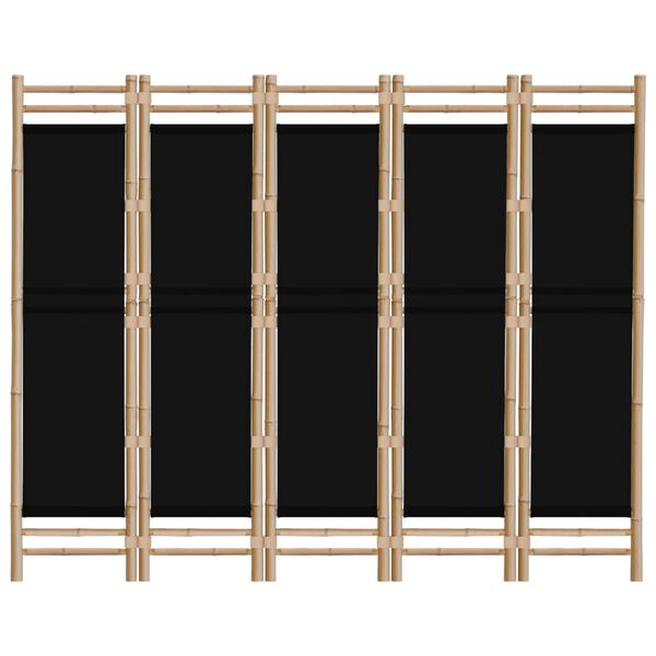 vidaXL Folding 5-Panel Room Divider 78.7" Bamboo and Canvas
