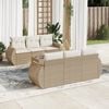vidaXL Patio Sofa Set Beige PE rattan, powder-coated steel, tempered glass