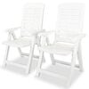vidaXL Outdoor Table And Chair White Plastic Medium Foldable